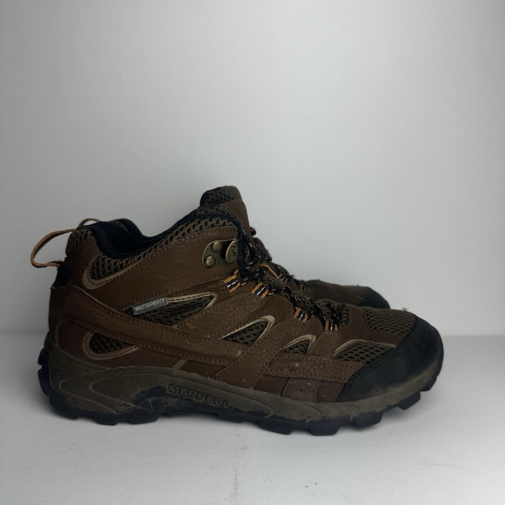 Merrell Mohab 2 Mid‎ Men's 5M Brown Hiking Boots Waterproof Leather Orange